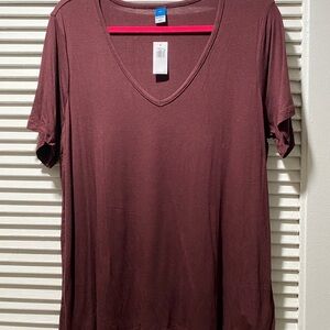 Old Navy Women's Luxe V-Neck Burgundy Top